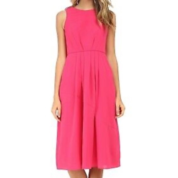 Shoshanna Midi Pink Dress Sz10  NWT has pockets! - Picture 6 of 7